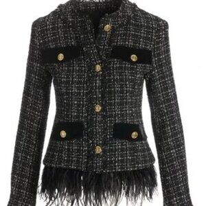 BOSTON PROPER NWT Faux Feather Tweed Parisian Jacket – Size 8 – FREE SHIPPING